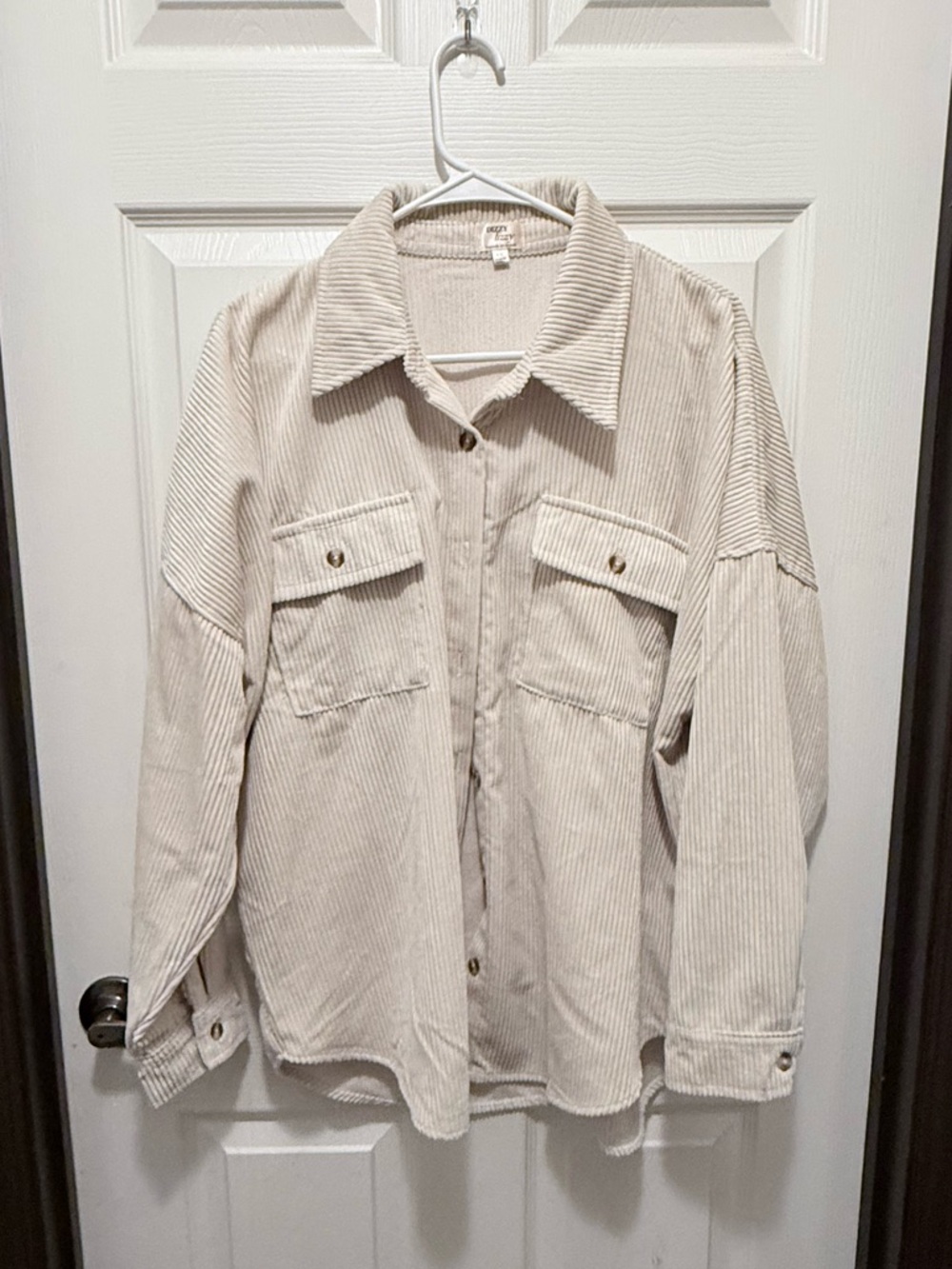 Dizzy Light Beige Corduroy Utility Shacket